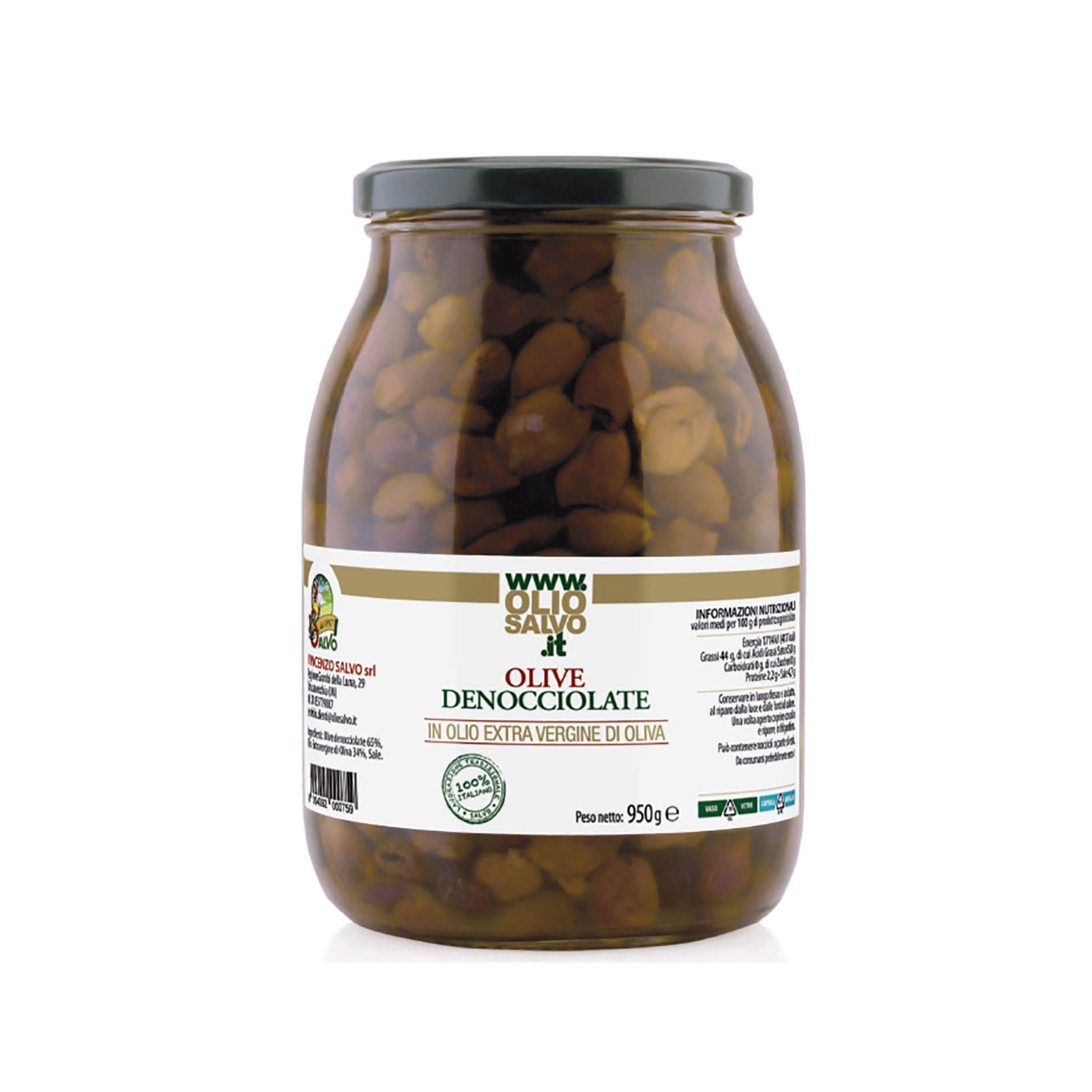 OLIVE DENOCCIOLATE IN OLIO EVO 900g 'OLIO SALVO'