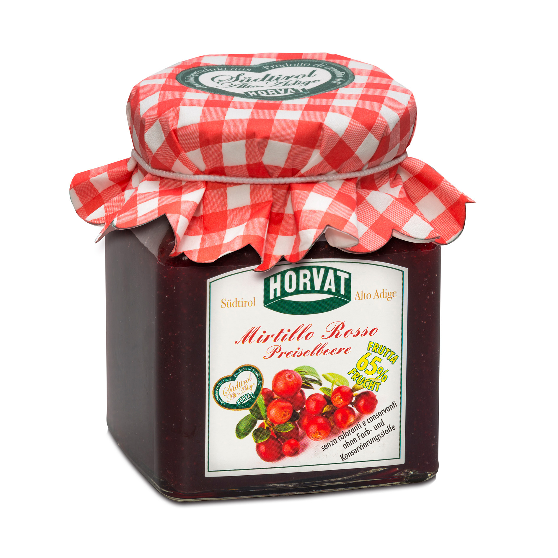 KONFITÜRE PREISELBEEREN 65% 350g 'HORVAT'