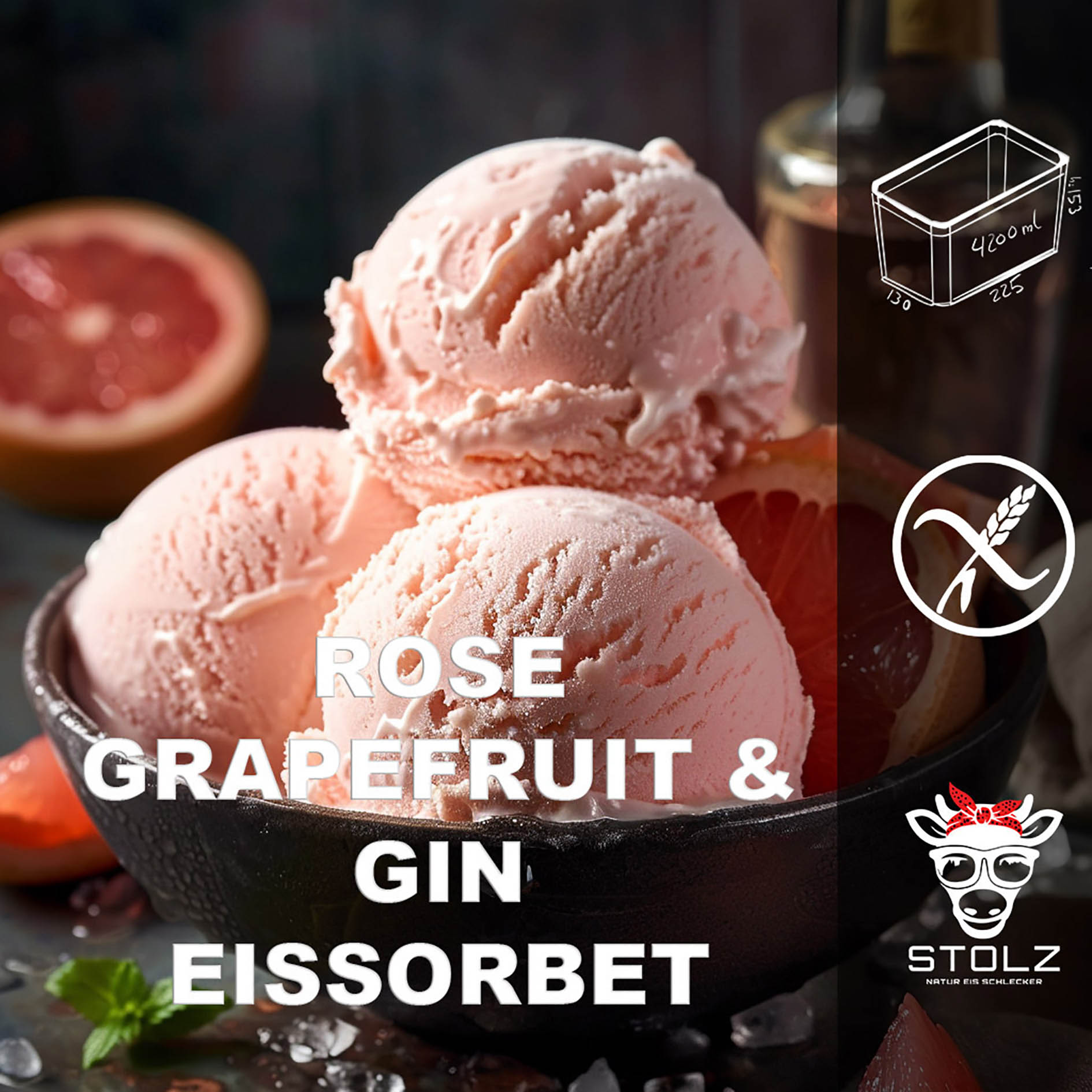 STOLZ EIS/SORBET 4,2l ROSE & GIN & GRAPEFRUIT GEFR