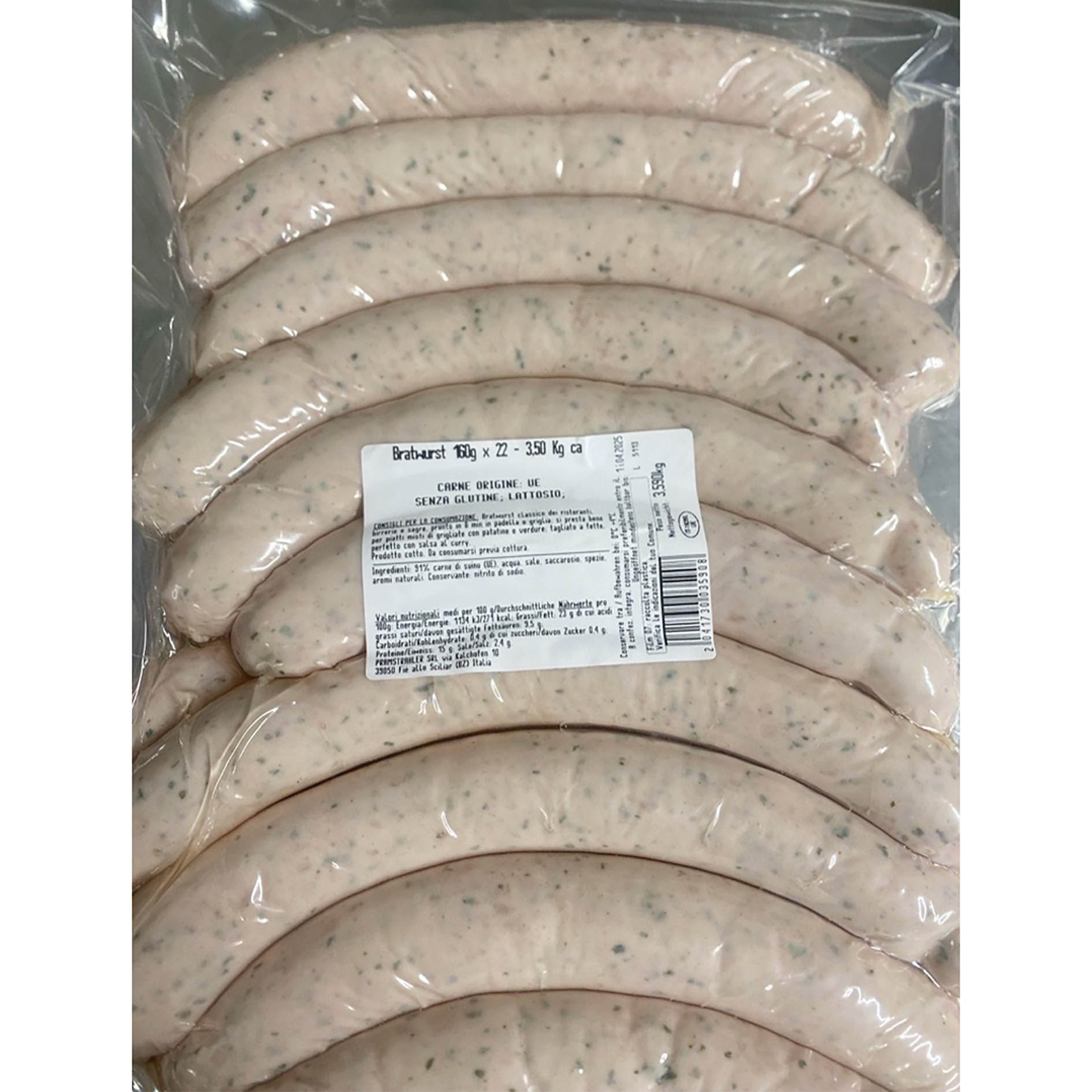 BRATWURST 150g VAKUUMVERP. 1x3,5 kg ca. PRAMSTRAHL