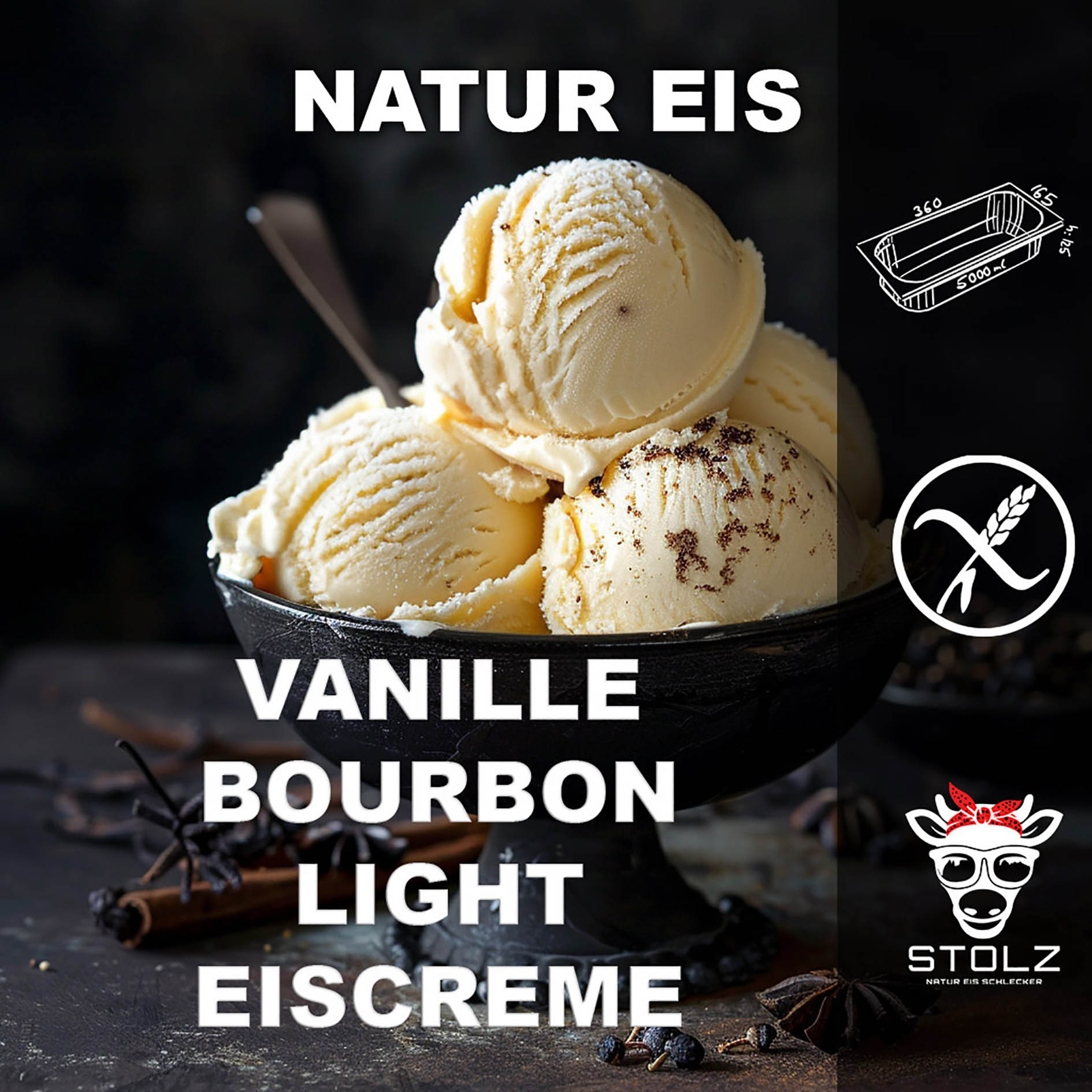 STOLZ EIS 5l VANILLE BOURBON LIGHT NAT GEFR.